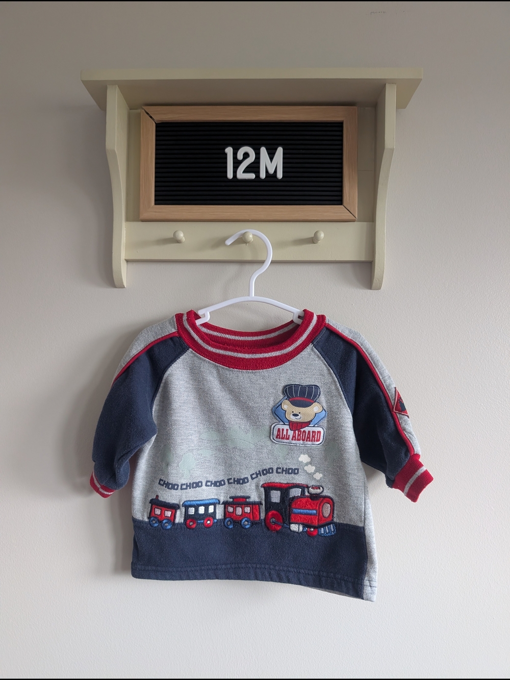 Vintage Cradle Togs Train Sweater - Red, Navy & Light Gray - 12M